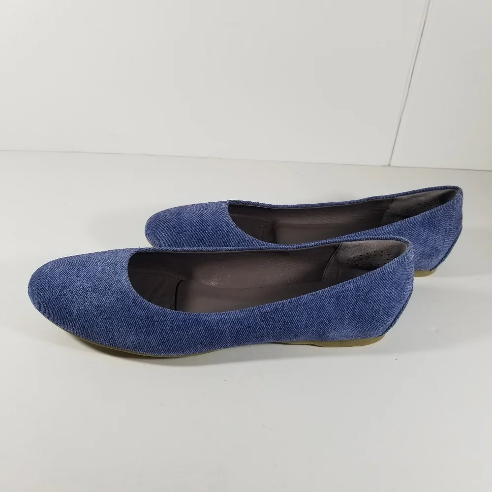 SAS Lacey Ballet Flats Women's 10.5 M Denim Blue Suede Shoes Comfort Italy